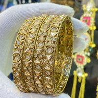 Hira Collections Ethnic Glow Crystal And Austrian Stone Bangles Set
