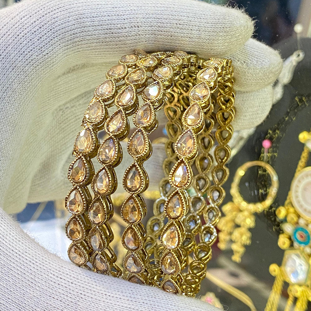 Hira Collections Crystal Stone Bangles Set for Women