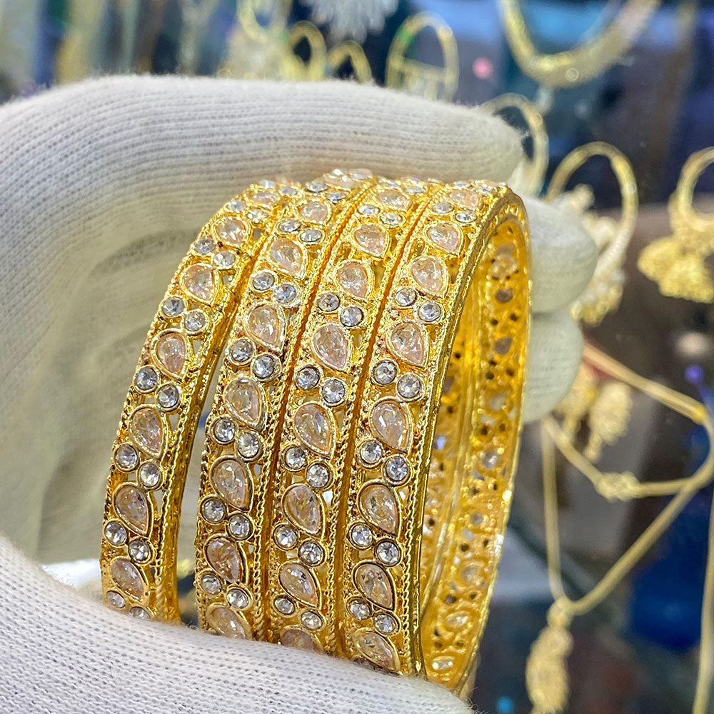 Hira Collections Ethnic Glow Crystal And Austrian Stone Bangles Set