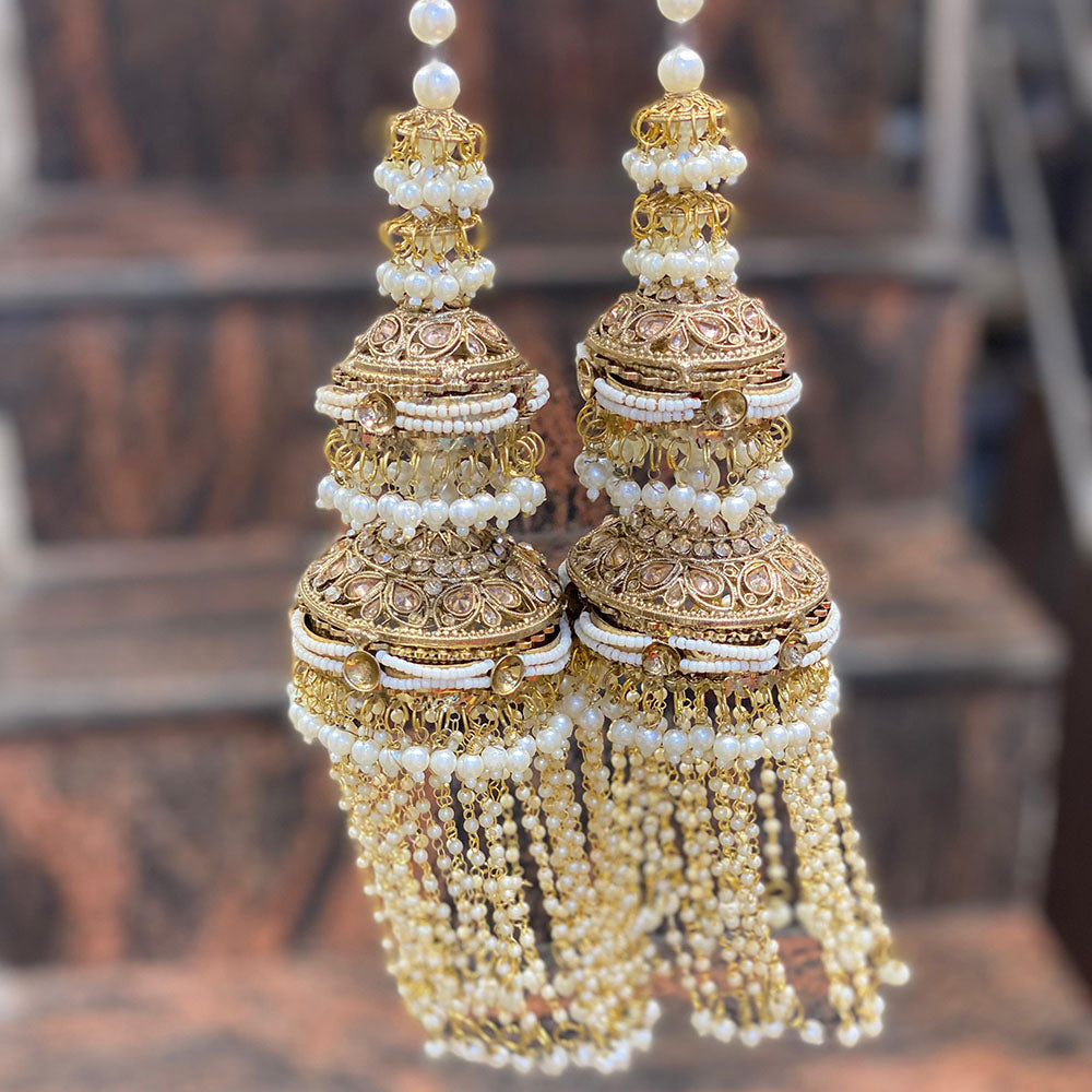 Hira Collections Bridal Crystal Stone And Pearl Kalire for Dulhan