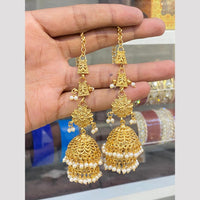 Hira Collections Fashionable Gold  Plated Pearl Jhumki Earrings