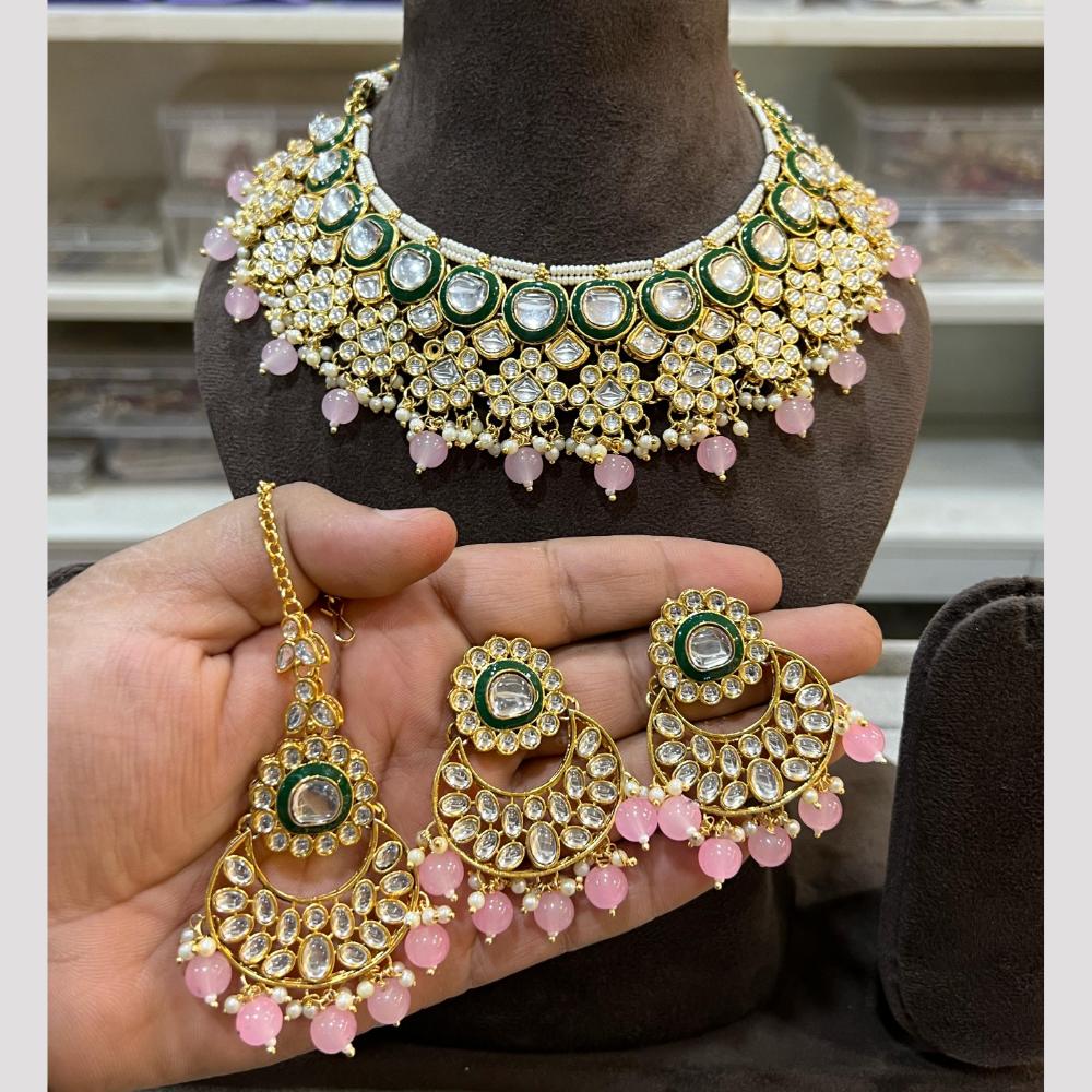 Hira Collection Glamorous Polki Kundan And Pearl Choker Necklace Set