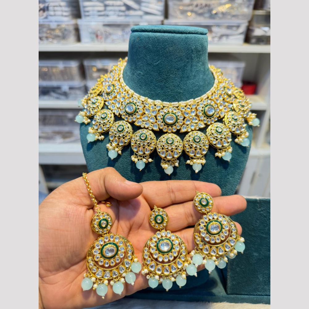 Hira Collection Glamorous Polki Kundan And Pearl Choker Necklace Set