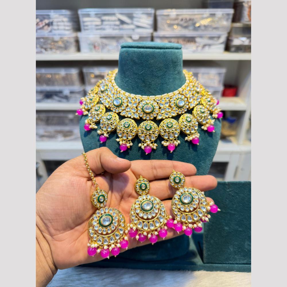 Hira Collection Glamorous Polki Kundan And Pearl Choker Necklace Set