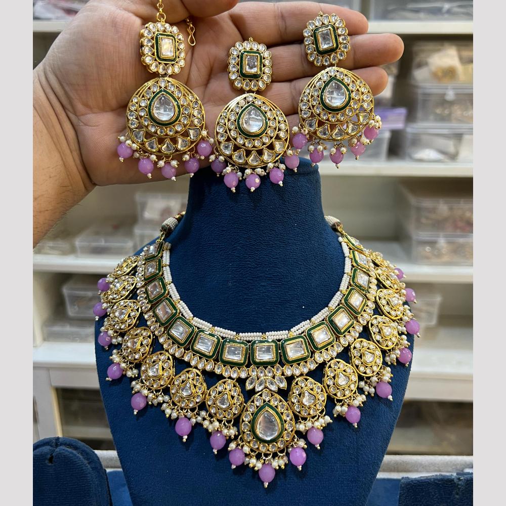 Hira Collection Glamorous Polki Kundan And Pearl Choker Necklace Set