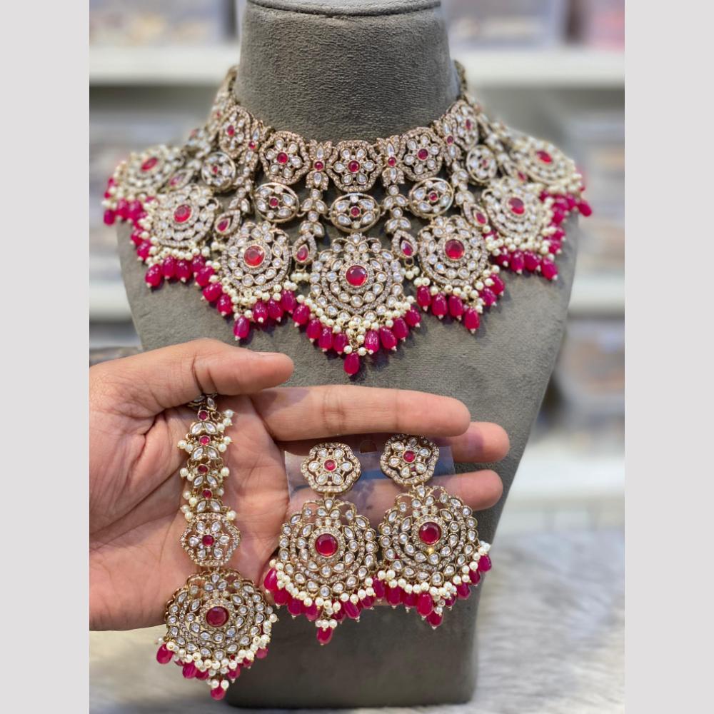 Hira Collection Glamorous Pota Stone And Pearl Necklace Set
