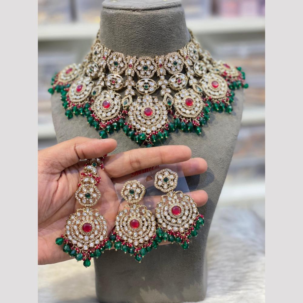 Hira Collection Glamorous Pota Stone And Pearl Necklace Set