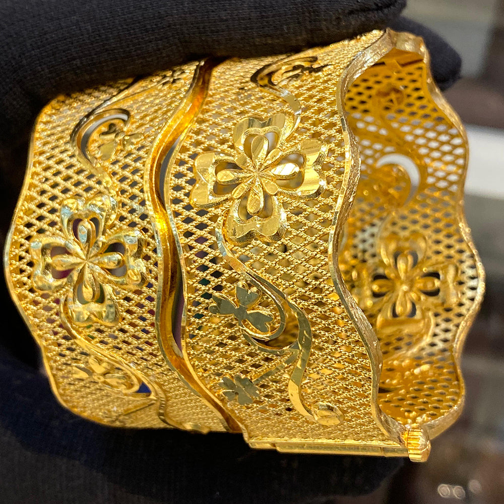 Hira Collections Royal Forming Gold Openable Bangles Set