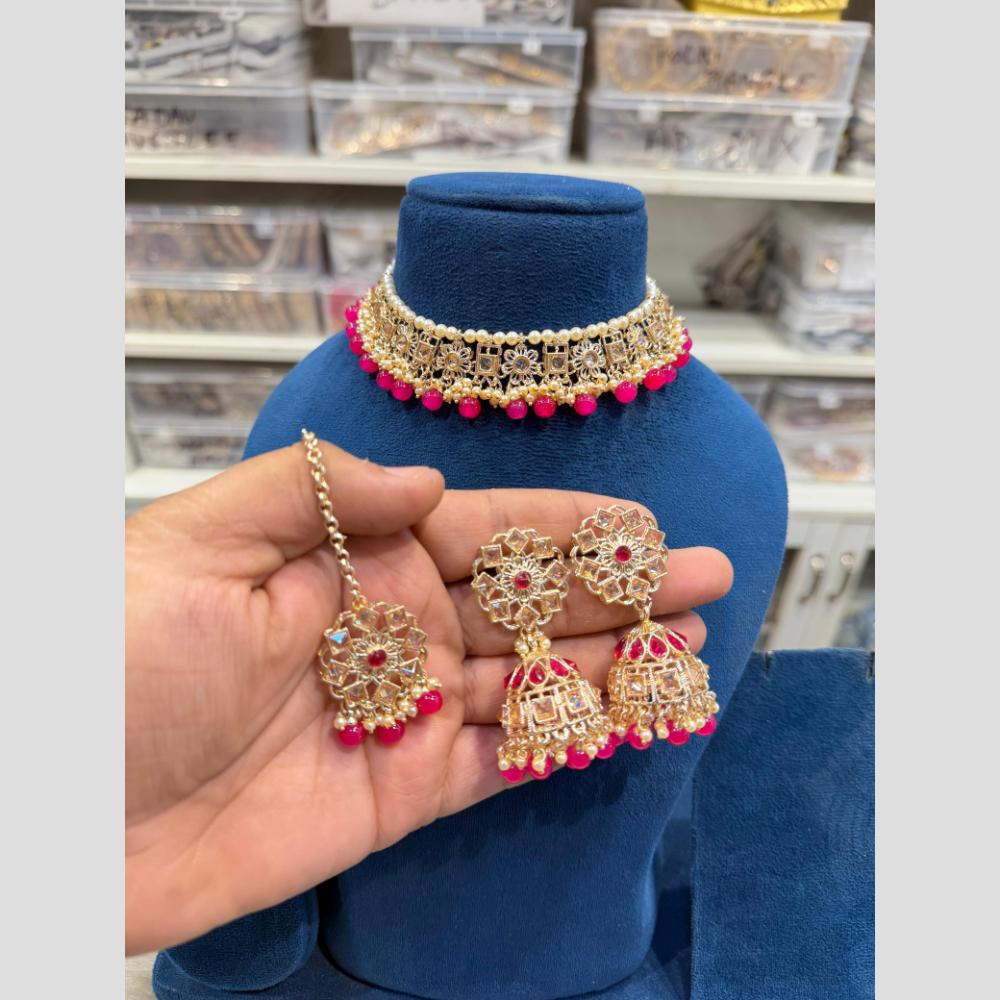 Hira Collection Crystal Stone And Beads Designer Choker Necklace Set