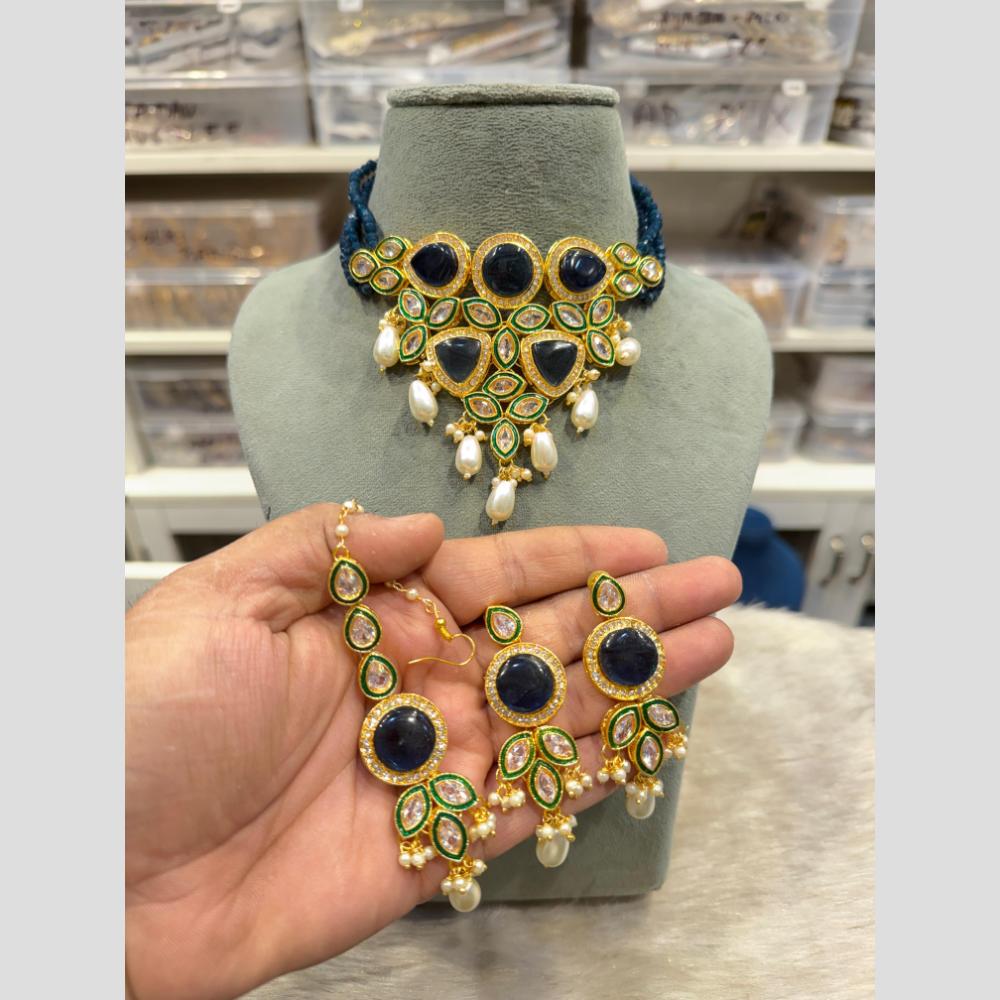 Hira Collection Pota Stone And Beads Designer Choker Necklace Set