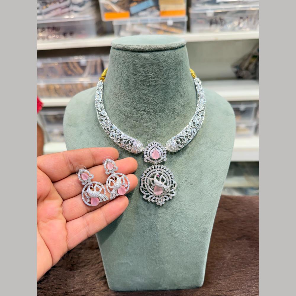 Hira Collection Delicate American Daimond Necklace Set
