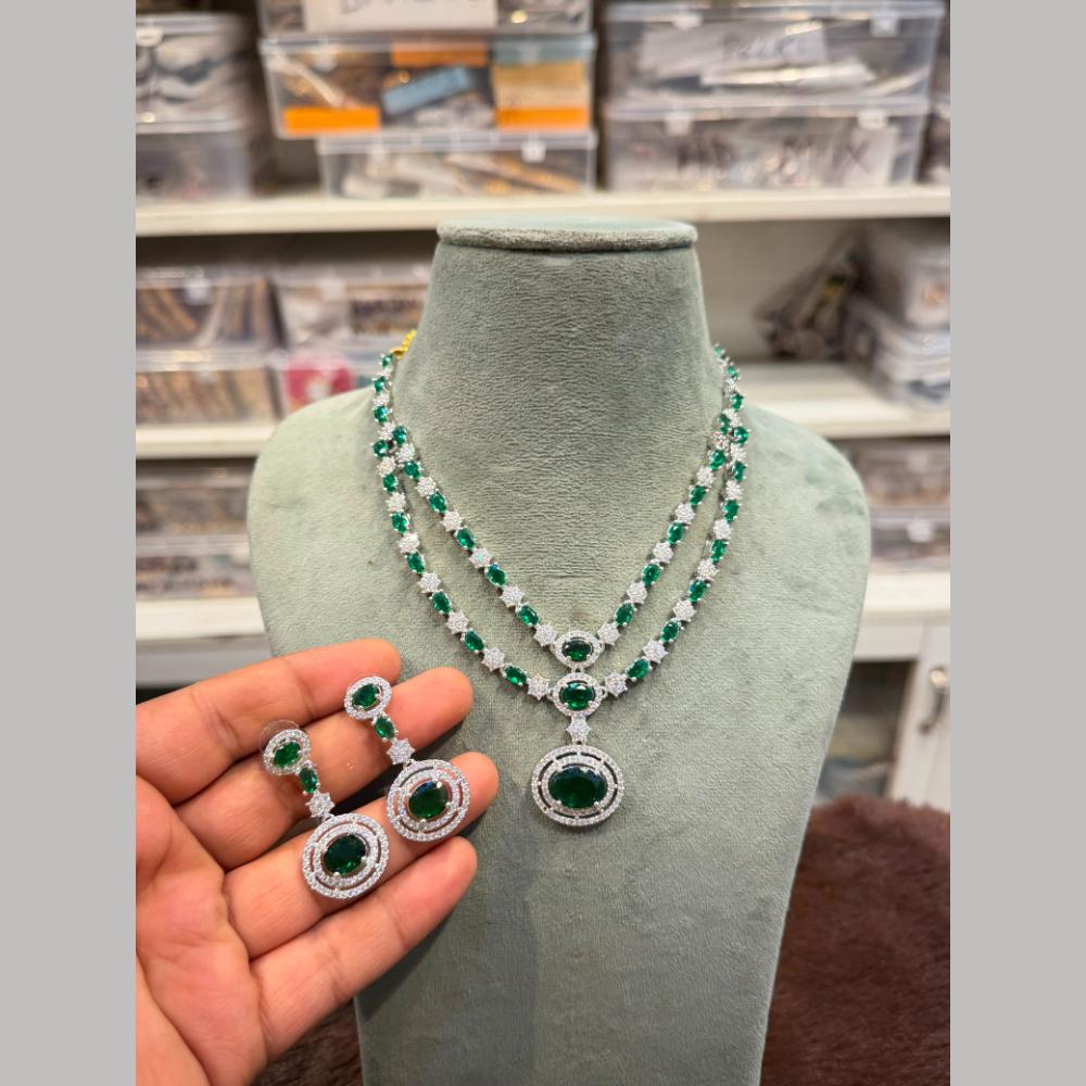 Hira Collection Delicate American Daimond Necklace Set 
