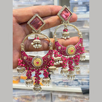 Hira Collections Graceful Pota Stone And Pearl Meenakari Jhumki Earrings