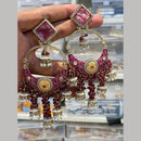 Hira Collections Graceful Pota Stone And Pearl Meenakari Jhumki Earrings