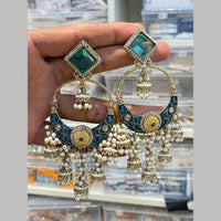 Hira Collections Graceful Pota Stone And Pearl Meenakari Jhumki Earrings 
