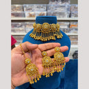 Hira Collections Premium Pota Stone And Pearl Statement Choker Necklace Set