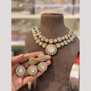Hira Collections Premium Pota Stone And Pearl Statement Choker Necklace Set
