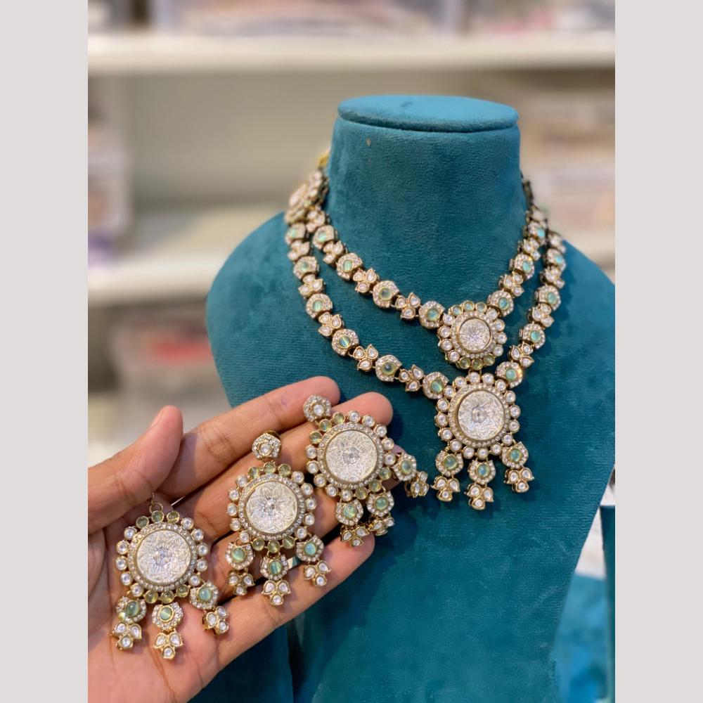 Hira Collections Premium Pota Stone Statement Necklace Set