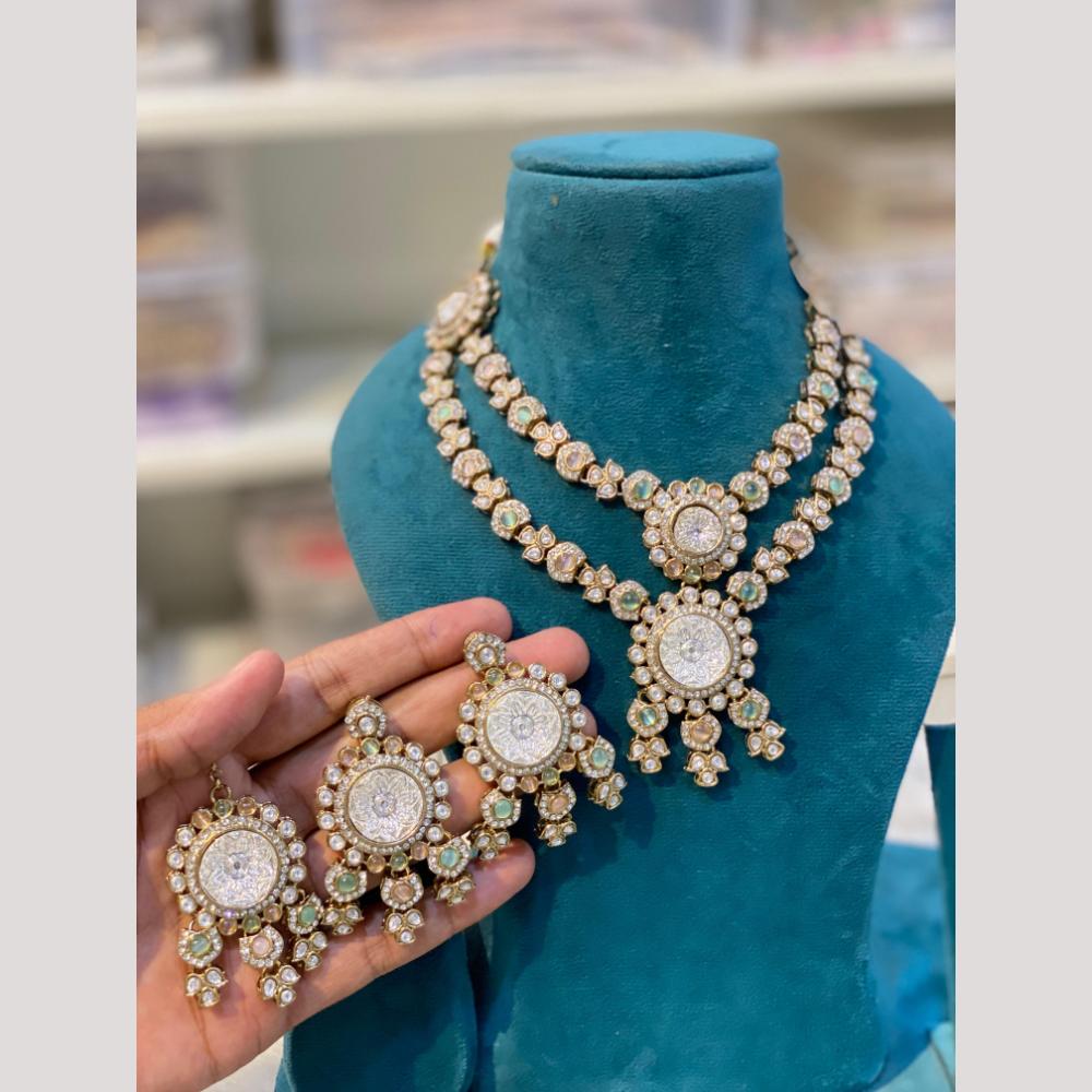 Hira Collections Premium Pota Stone Statement Necklace Set