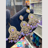 Hira Collections Crystal Stone And Beads Earrings With Maang Tikka Set for Women