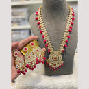 Hira Collection Glamorous Kundan Stone And Beads Long Necklace Set