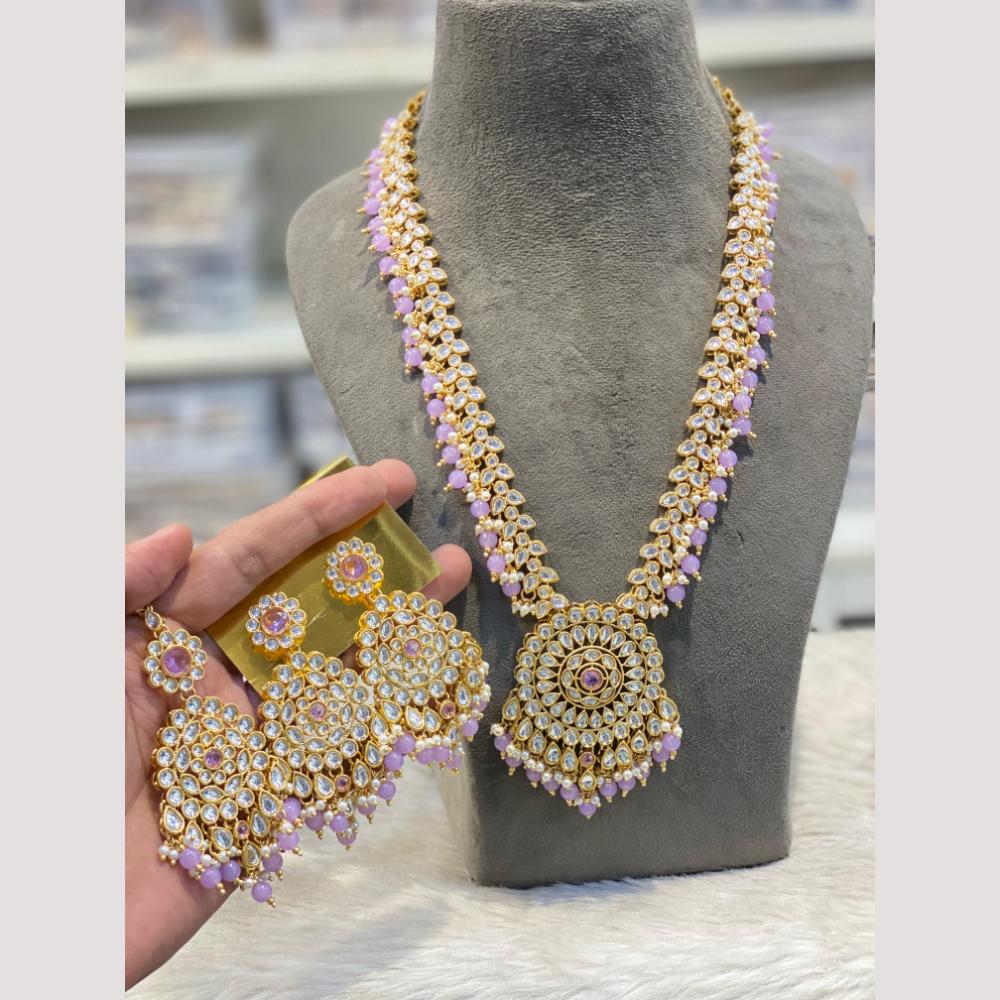 Hira Collection Glamorous Kundan Stone And Beads Long Necklace Set