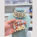 Hira Collection Premium Kundan Stone And Pearl Meenakari Choker Necklace Set