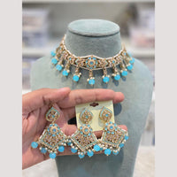 Hira Collection Premium Crystal Stone And Pearl Choker Necklace Set
