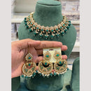 Hira Collection Premium Crystal Stone And Pearl Choker Necklace Set