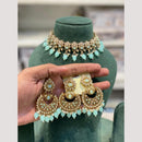 Hira Collection Premium Crystal Stone And Pearl Choker Necklace Set