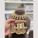 Hira Collection Premium Crystal Stone And Pearl Choker Necklace Set