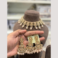 Hira Collection Premium Crystal Stone And Pearl Choker Necklace Set