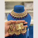 Hira Collection Premium Crystal Stone And Pearl Choker Necklace Set