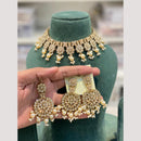Hira Collection Premium Crystal Stone And Pearl Choker Necklace Set