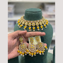 Hira Collection Premium Crystal Stone And Pearl Choker Necklace Set