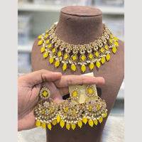 Hira Collection Premium Crystal Stone And Pearl Choker Necklace Set