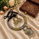Hira Collections Exclusive 2 Tone Pota Stone Pearl Necklace Set for Women