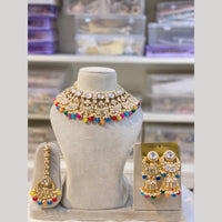 Hira Collection Glamorous Kundan Stone And Beads Choker Necklace Set