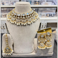 Hira Collection Glamorous Kundan Stone And Beads Choker Necklace Set