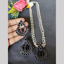 Hira Collections Exclusive Oxidised Pota Stone Pearl Long Necklace Set for Women