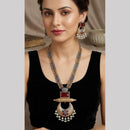 Hira Collections Exclusive 2 Tone Pota Stone Pearl Long Necklace Set for Women