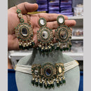 Hira Collections Royal Crystal Stone Mirror And Pearl Choker Necklace Set