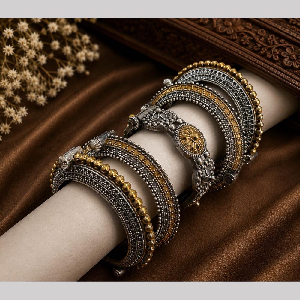 Hira Collections Elegant Dual Tone Openable Party Wear Bangles Set