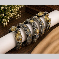 Hira Collections Elegant Dual Tone Openable Party Wear Bangles Set