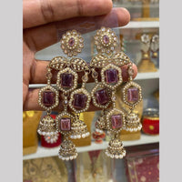 Hira Collections Premium Pota Stone And Pearl Jhumki Earrings for Women