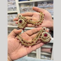 Hira Collections Heritage Kundan Stone And Pearl Kan Chian Dangler Earrings