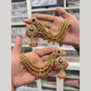Hira Collections Heritage Kundan Stone And Pearl Kan Chian Jhumki Earrings