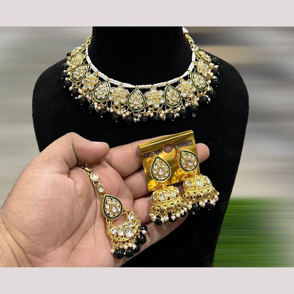 Hira Collections Royal Kundan Stone Beads And Pearl Necklace Set