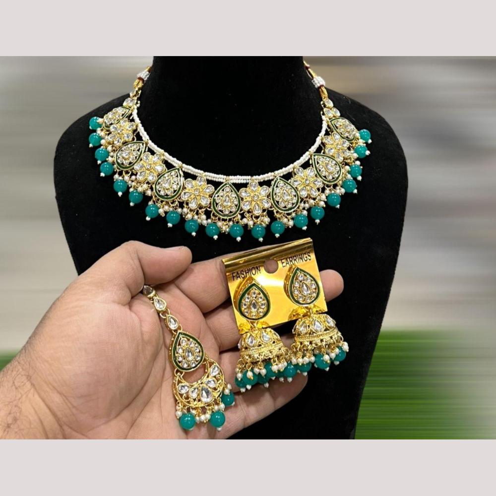 Hira Collections Royal Kundan Stone Beads And Pearl Necklace Set