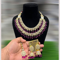 Hira Collections Royal Kundan Stone Beads And Pearl Necklace Set